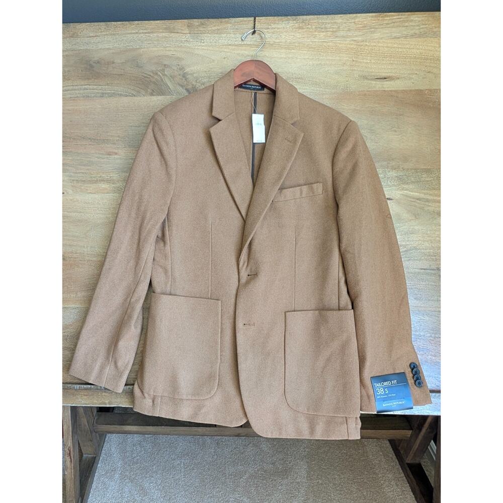 Banana Republic Jacket Mens 38S Beige Wool Blend Tailored Fit Blazer 731840 NWT
